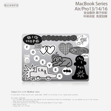 卡通插畫可愛BIG HOPE筆記本電腦保護殼適用蘋果MacBook保護套case原版M5 2025 M4 air13.6 Pro13.3/14 16 m2