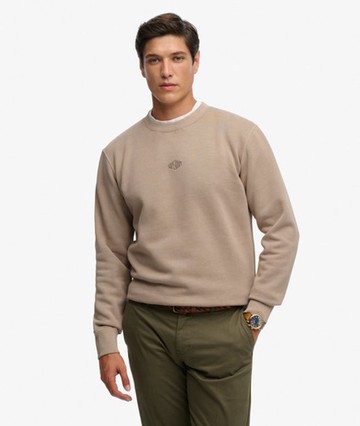 Superdry Men's Micro Logo Crew Beige Size: Xxl