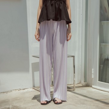 光澤感坑條造型軟料長寬褲 四色售