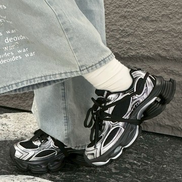 KAPPA 黑銀 網布 復古 厚底 增高 休閒 老爹鞋 K0F85MC17CZ-990