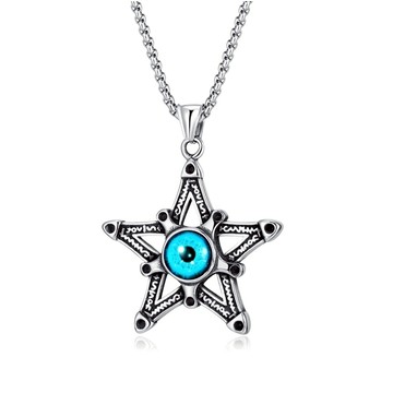 《316小舖》今天特價【F582】(優質316鈦鋼項鍊-時尚復古惡魔之眼項鍊/六芒星項鍊/男項鍊/眼睛項鍊/星星項鍊)