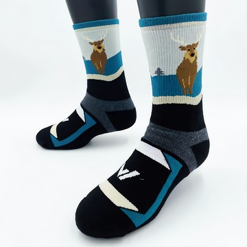 woawoa 台灣特有種速乾羊毛襪-XL-3入組 - 台灣製造吸濕排汗保暖羊毛襪  1入  水鹿 + 黃山雀 + 獼猴