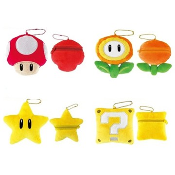 代購 日本進口任天堂 SuperMario 瑪利歐 蘑菇 火焰花 問號方塊 無敵星星 吊飾 零錢包