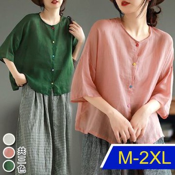 [韓國K.W.]現貨韓國專櫃獨賣氣質棉麻襯衫(外套/棉麻/亞麻/輕薄)