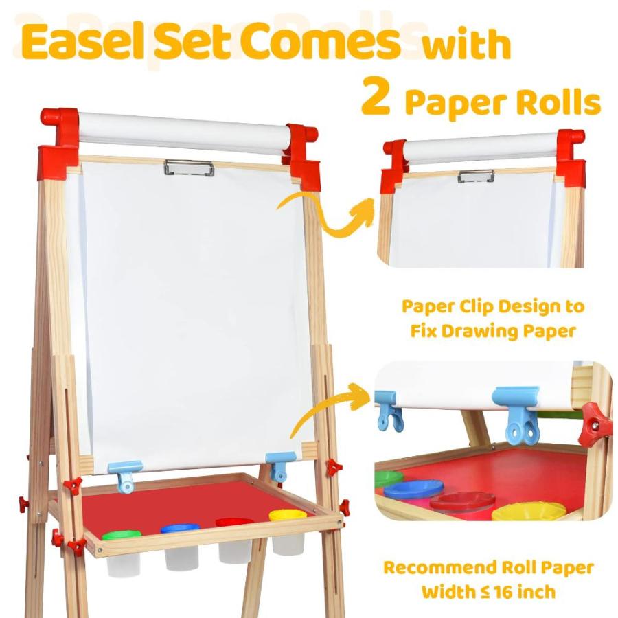 Joyooss Art Easel for Kids, Height Adjustable Standing Wooden Kid Easel ,Do