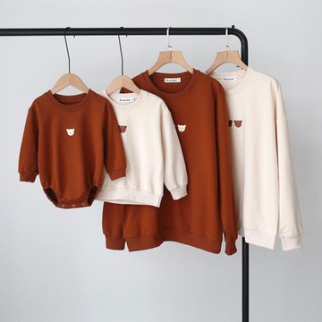 小熊親子裝衛衣秋冬裝2025新款潮一家三口四口母子母女裝洋氣長袖