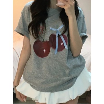 Vuja de   純棉t恤   灰色短袖上衣女 T恤  韓國上衣 oversize T恤 寬鬆上衣 ins風 潮流衣服