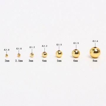 HC--【 100pcs/包】14k包金保色珠子 轉運隔珠 小金珠光面實心珠子 diy飾品手工串珠散珠