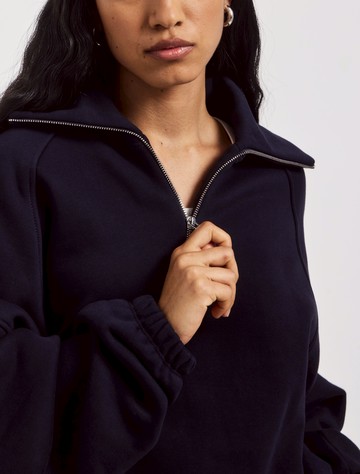 Classic Half Zip Sweatshirt in Darkest Navy - Organic Cotton Ninety Percent