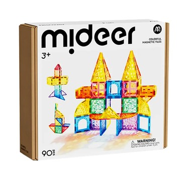 MiDeer 多彩透光磁力片90片｜磁力積木 建構玩具 STEM益智｜6936352516613