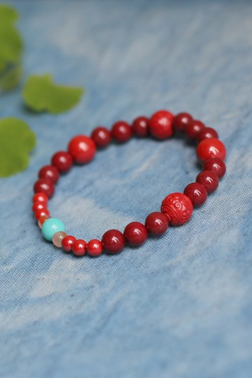 春秋手作 | 高瓷綠松 帝王砂 紫金砂 撞色手鏈 | 本命年 新年