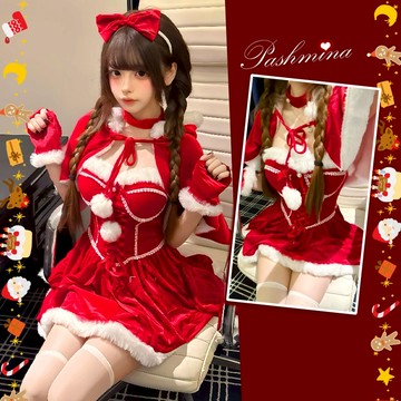新品520A🎅🏻🎄【❤︎日韓聖誕甜心🎅🏻❤︎】附罩杯贈透明肩帶版型面料極佳🛷聖誕裝聖誕節服裝聖誕裝聖誕服裝聖誕套裝斗篷