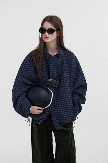 正反兩穿 / 羊毛呢格子夾克外套 / 100%棉斜紋