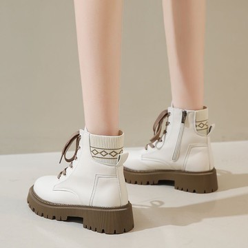 增高機車女鞋 春秋冬季女靴子 新款女短靴 爆款2025年加絨單靴 棉鞋馬丁靴 厚底女靴 馬丁鞋 女鞋子女 時尚靴 平底鞋