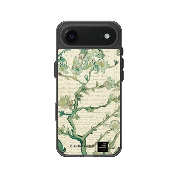 iPhone Air Clear (相機按鈕) 酷墨灰 - Van Gogh Museum - 盛開的杏花與手寫稿背景