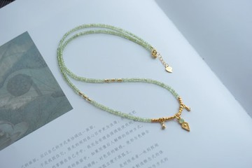 天然橄欖石項鏈女款小眾氣質鎖骨鏈頸鏈高級感輕奢百搭搭925配件