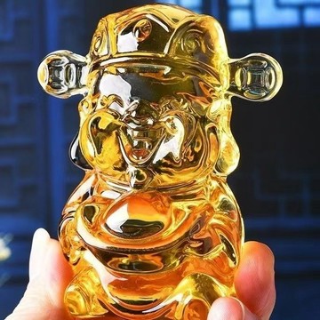 桃園店🥇招財黃水晶財神小擺件琉璃財神爺像小號招財擺件吸財五福傢居禮品