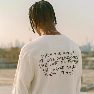 114-Travis Scott長袖T恤男 青年圓領寬松字母流行標語