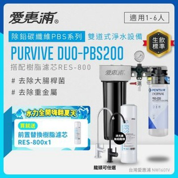 EVERPURE愛惠浦 櫥下型 PURVIVE Duo-PBS200兩道式生飲淨水器(雙色無鉛龍頭任選/前置樹脂)