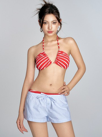 性感辣妹高級簡約三件套比基尼分體溫泉沙灘度假泳衣女【木屋雜貨】