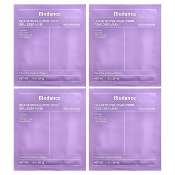 Biodance, 煥活魚子醬 PDRN 深層滋養面膜，4 片裝，每片 1.19 盎司（34 克）