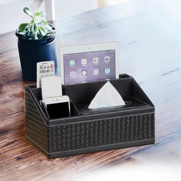 【傢飾美】多功能梯形造型皮革面紙盒紙巾盒#