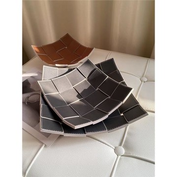 態生活北歐皮質玄關鑰匙托盤家用茶幾首飾化妝品雜物收納盤置物盤