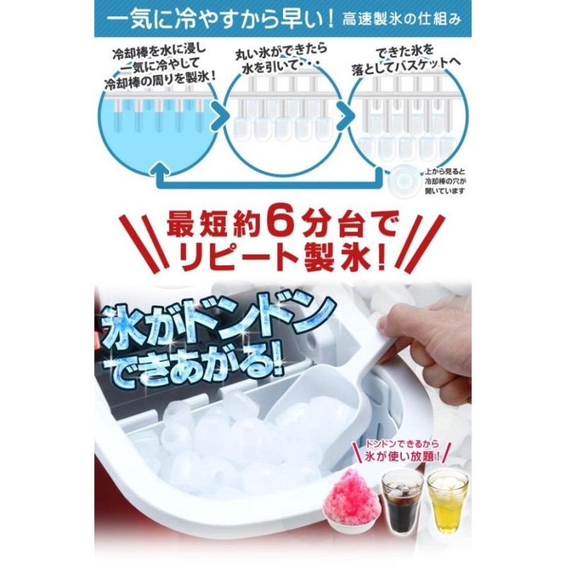 Shop405 製氷機 家庭用 新型 高速 自動製氷機 (氷 2サイズ)かき氷 レジャー アウトドア 簡単 大容量 レッド 405-imcn - 4