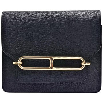 HERMES 經典Roulis Slim系列Mysore山羊皮短夾/腰包(黑色)