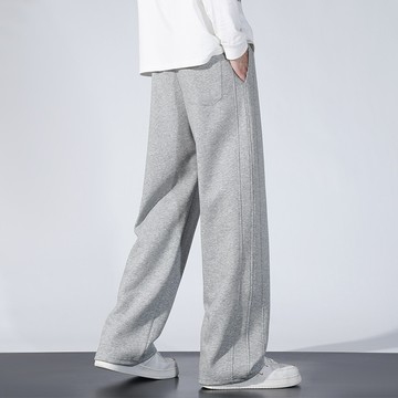 【HOT 本舖】男装2025新款寬鬆舒適透氣純棉休閒褲男士韓版潮流百搭運動長男薄款墜感闊腿拖地褲男生時尚直筒衛褲