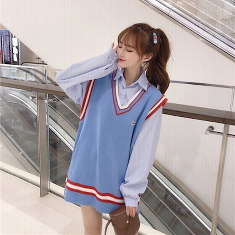 ニットベスト レディース スクールベスト 制服風 おしゃれ かわいい ゆったり 韓国ファッション プ 通販 Lineポイント最大1 0 Get Lineショッピング