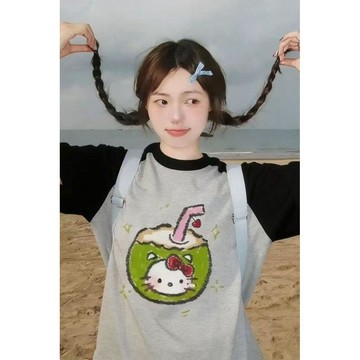 本土出貨 新款夏季美式複古可愛oversize印花T恤寬鬆百搭休閒上衣ins女 y2k 辣妹 甜酷 ZUCK&1 R