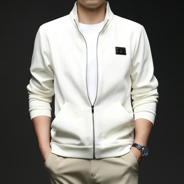 秋冬新款外套男立領拉鏈開衫時尚潮流中青年百搭潮流棉質男士外套鑫弘-錦衣華服