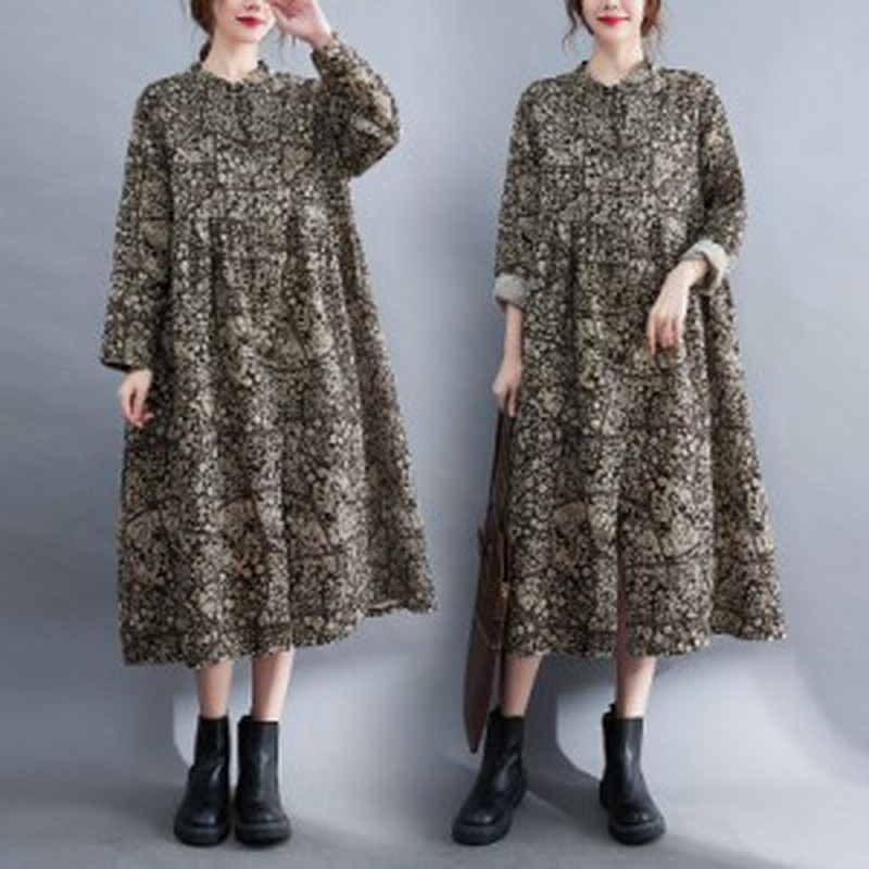 ワンピース レディース 長袖 ロングワンピース チュニック 総柄 シャツワンピース 秋 シャツワンピ 通販 Lineポイント最大1 0 Get Lineショッピング