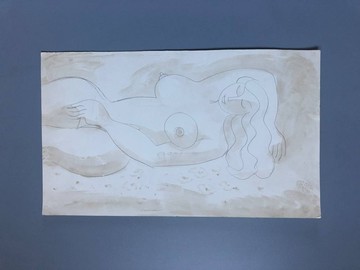 裸體女人睡覺美麗的女性身體原創繪畫鉛筆水彩