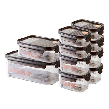 LocknLock 樂扣樂扣 Bisfree積木晶透保鮮盒10件組  1組  10個容器 + 10個蓋子