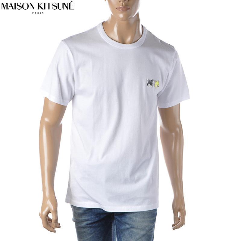 メゾンキツネ 半袖 Tシャツ S ホワイト系 MAISON KITSUNE 胸ポケット ロゴ レディース   【230630】 メール便可