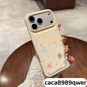 彩色滿屏星星新款麵包殼 皮紋氣墊防摔 蘋果17 pro max i16 i11 i15 plus i13 14手機殼