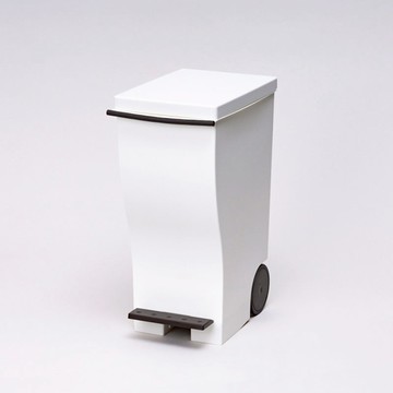 kcud 日製雙色曲線長型腳踏垃圾桶(附輪)-20L-多色可選 白紅