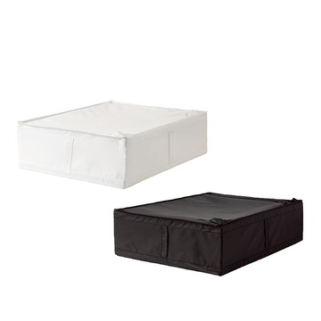 【好物良品】2入-中款_牛津布床底提把衣物被子收納整理箱 床下拉鍊置物箱-白色x2