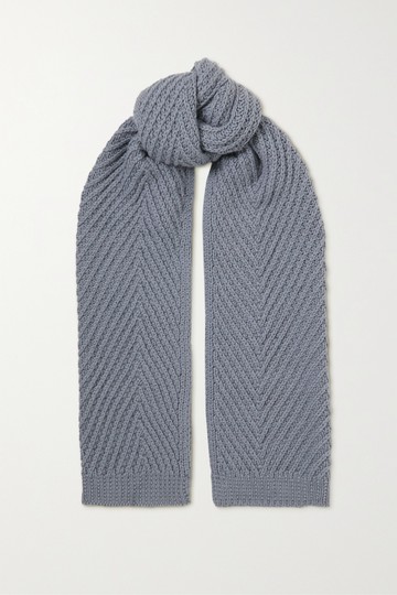 Johnstons of Elgin - Herringbone Cashmere Scarf - Gray - One size