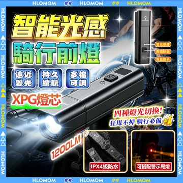 HLOMOM✨1200LM 自行車前燈✨腳踏車前燈 單車前燈 充電式前燈 數顯變焦調節 強光單車頭燈 夜騎前燈防水單車燈