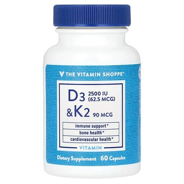 The Vitamin Shoppe, 維生素 D3 和 K2，60 粒膠囊