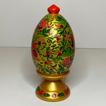 蛋覆盆子，木製家居裝飾，金色霍赫洛馬民間裝飾品，復活節，漿果