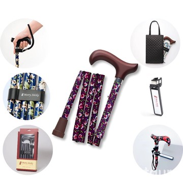 【長輩聖誕禮盒】繽紛生活折疊手杖-酒紅莊園禮盒組 輕量手杖