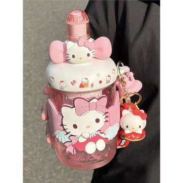 新款可愛兒童水杯子高顏值女生學生上學專用大容量吸管杯帶茶隔杯