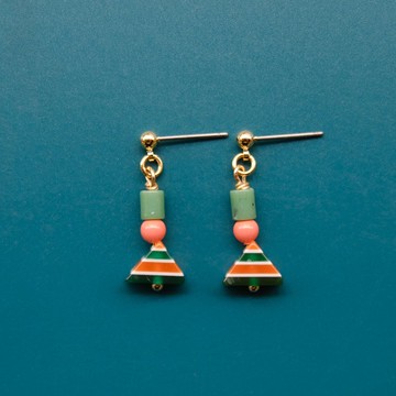關東煮耳環 -橘綠 耳針/耳夾