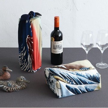 京都風呂敷包巾-隅田川 二巾-浪裏(縮緬)