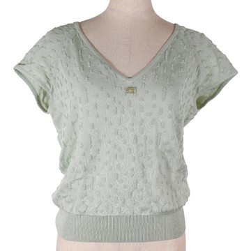 【日本直送】香奈兒 CHANEL COCO 標誌 針織衫 短袖 P43857K04517 嫘縈 粉彩色綠 女性【二手】