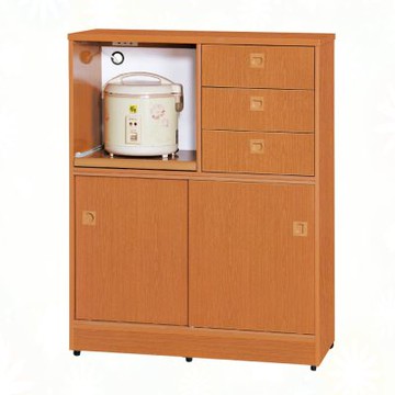 文創集-南亞塑鋼    莫尼 南亞塑鋼3尺雙拉門三抽拉盤中高電器櫃/餐櫃/收納櫃-91x40.8x114.2cm免組